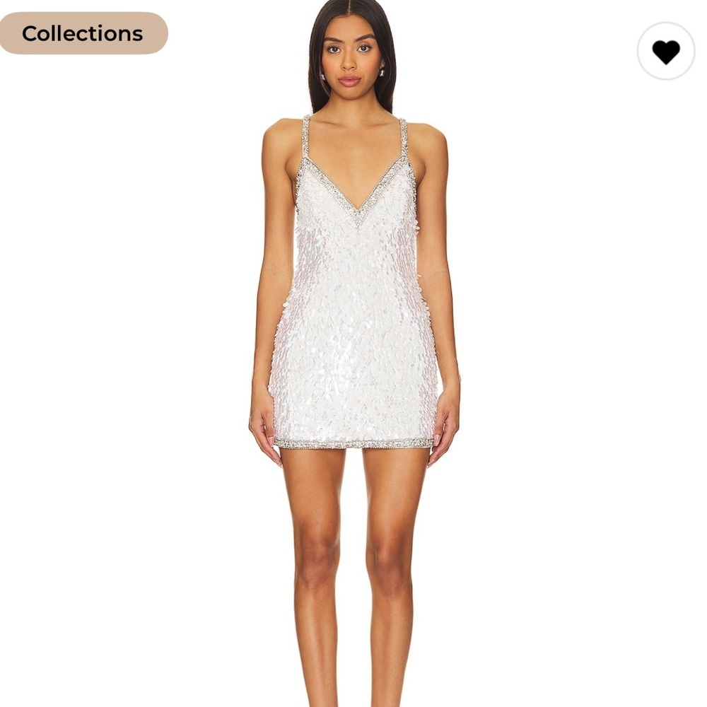 Retrofete REVOLVE Ivana Sparkling Mini Dress in White and Silver - Picture 5 of 12
